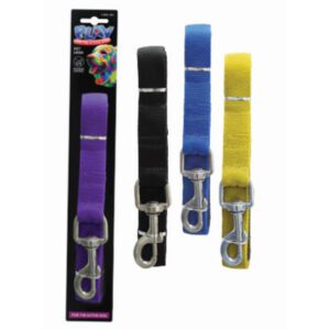 Set of four colorful luggage strap locks with metal clips.