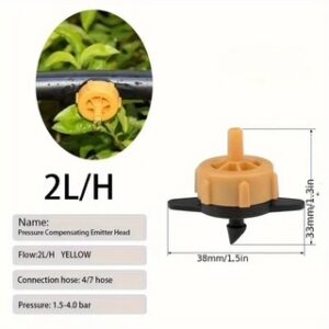 Orange dripper irrigation emitter with 2L/H flow rate and 30mm diameter.