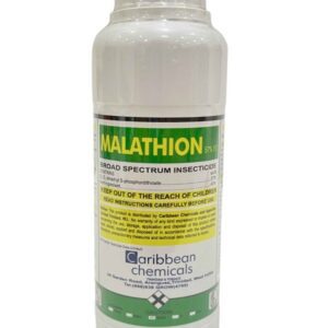 Bottle of Malathion insecticide by Caribbean Chemicals.