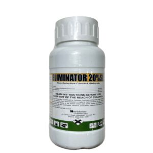 White plastic bottle labeled 'ELIMINATOR 20%' with a white cap.