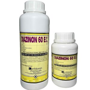 Two bottles of Dazinon 60 EC pesticide with yellow labels.