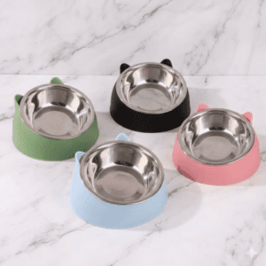 Tilted Stainless-Steel Cat Feeding Bowls