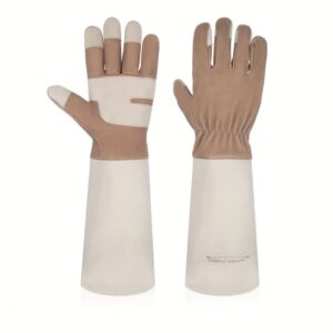 Anti-Thorn Long Leather Garden Gloves - Tan