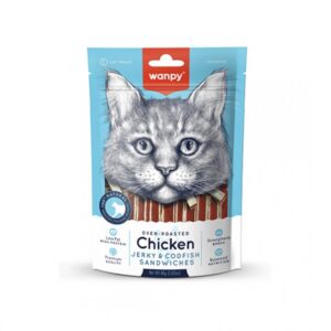 Wanpy Cat Chicken Jerky & Cod Fish Sandwiches 80g