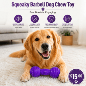 Squeaky Barbell Dog Chew Toy