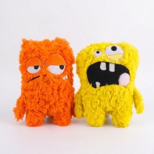 Squeaky Plush Monster Dog Toy - Orange and Yellow